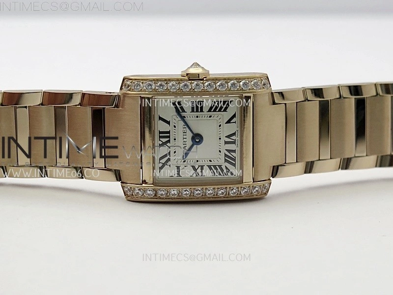 Tank Francaise Ladies 21.2mm Diamond Bezel RG 8848F 1:1 Best Edition Silver Dial on RG Bracelet Ronda Quartz V2